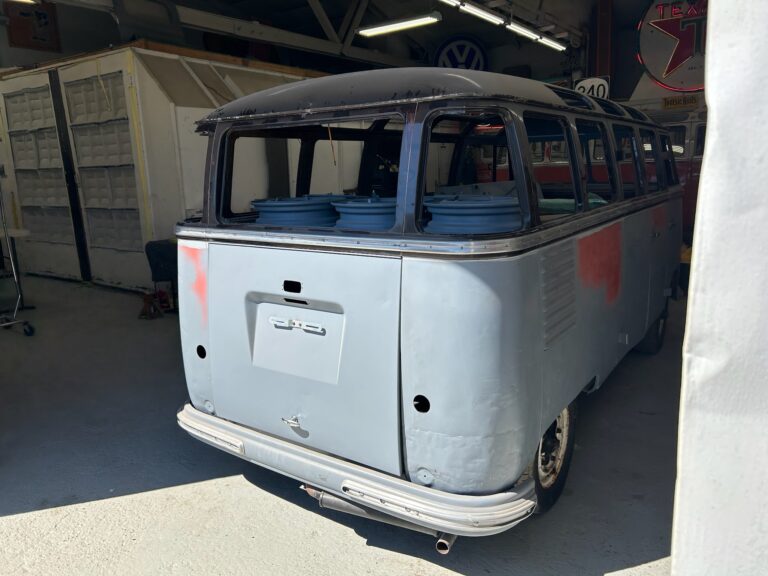 1954 barndoor vw bus arrival at the shop silver lining auto restoration oregon