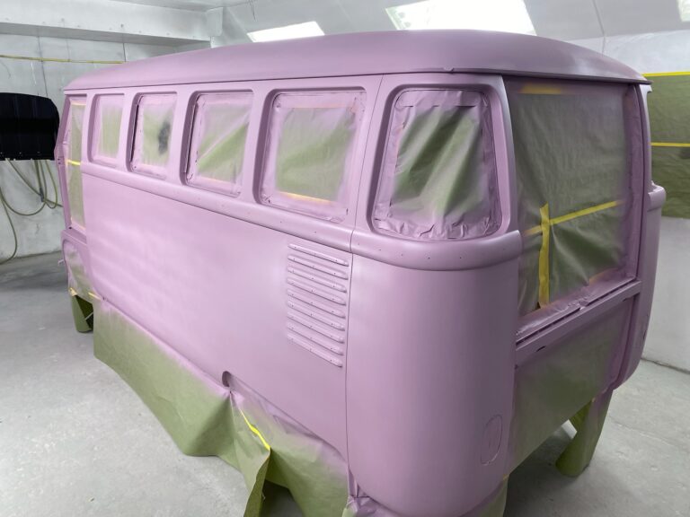 1962 15 window deluxe vw bus restoration body I epoxy silver lining auto restoration