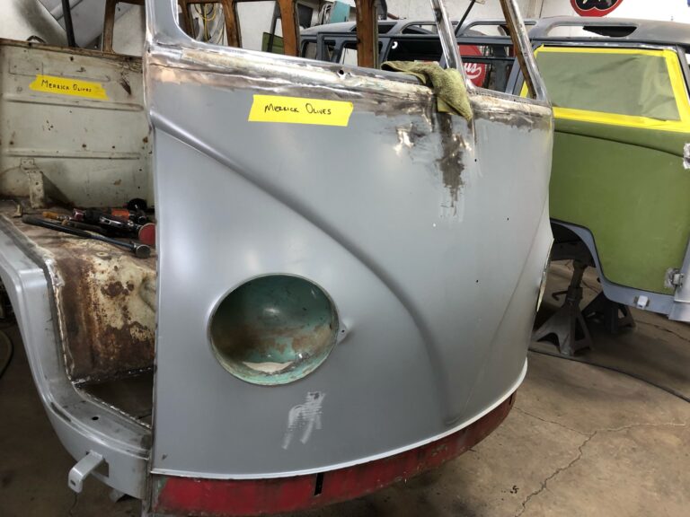 1963 23 window deluxe vw bus sheet metal removal silver lining auto restoration
