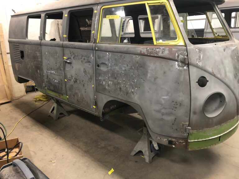 1966 vw microbus metal work process into primer silver lining auto restoration