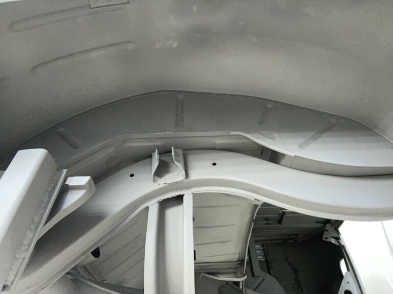 1963 23 window deluxe vw bus under body in bare metal silver lining auto restoration