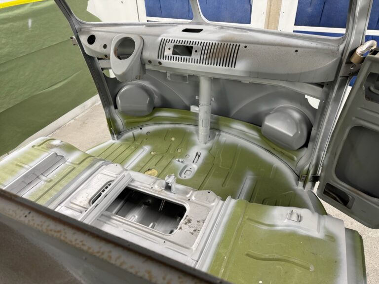 1963 ez camper vw bus restoration in primer silver lining auto restoration oregon