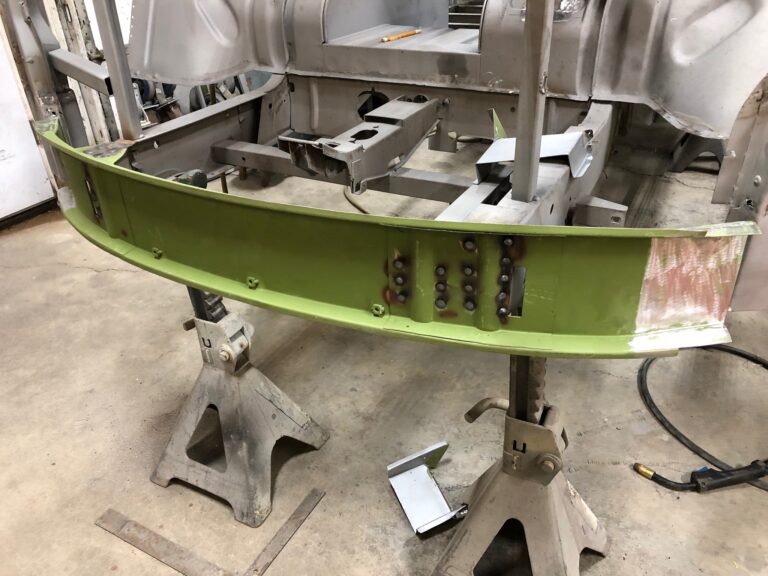 1965 21 window deluxe vw bus nose repair replacement silver lining auto restoration oregon