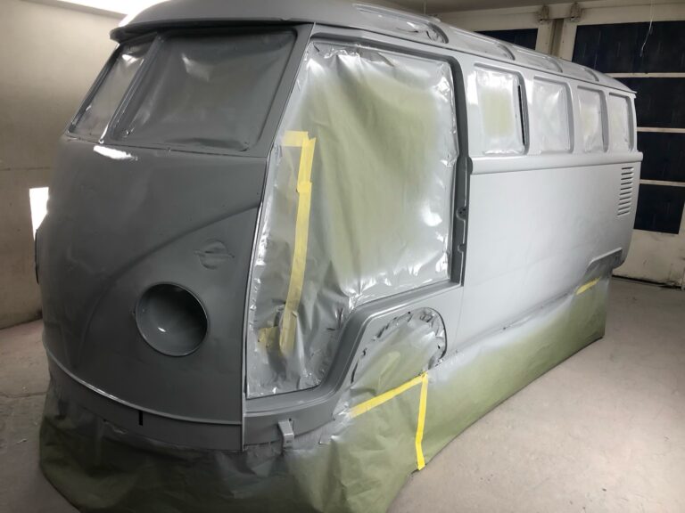 1963 23 window mouse grey deluxe bus body in epoxy silver lining auto restoration oregon