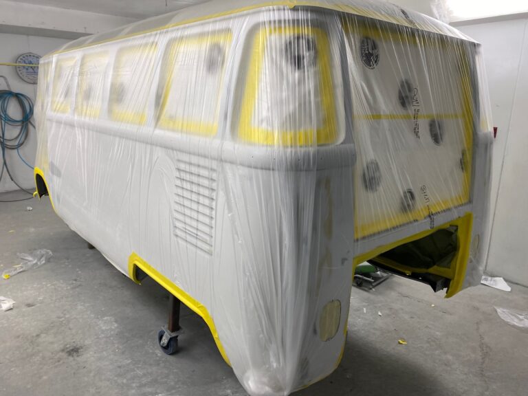 1963 23 window mouse grey deluxe bus under body in paint silver lining auto restoration oregon