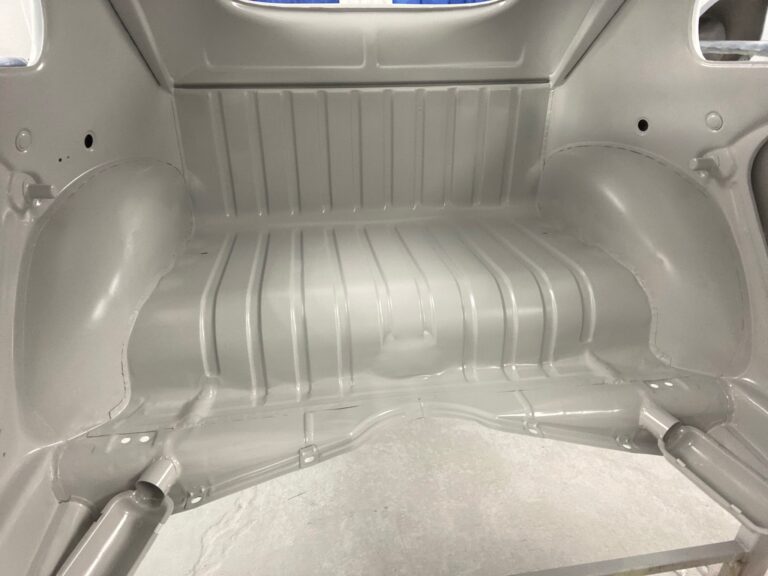 1955 vw beetle std final metal prep into epoxy silver lining auto restoration oregon