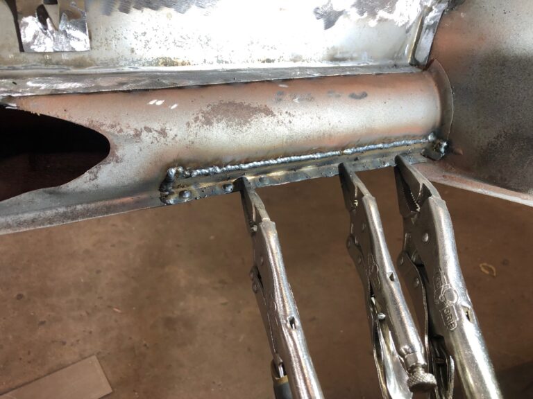 1955 vw beetle metal work rust repair begins silver lining auto restoration oregon
