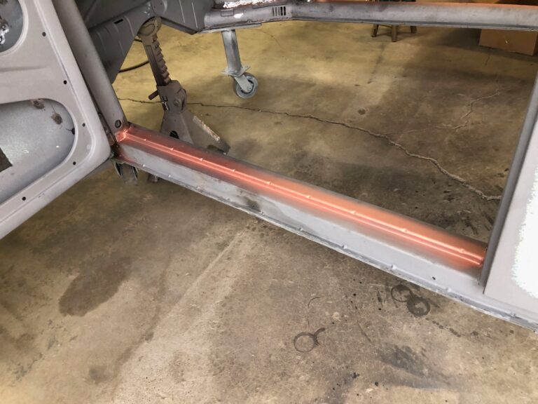 1965 vw ragtop beetle metal work and rust repair silver lining auto restoration oregon