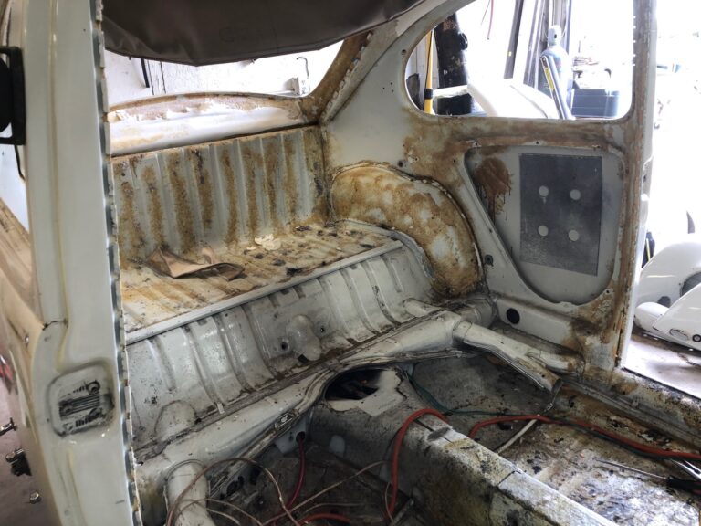 1965 vw ragtop beetle tear down silver lining auto restoration oregon
