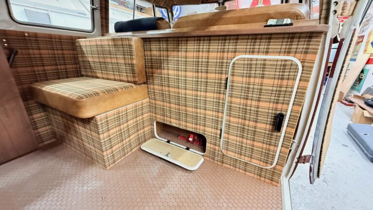 1966 21 window deluxe bus survivor final camper interior install silver lining auto restoration oregon